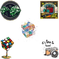 vinyl thermal stickers colorful rubiks cube patches iron on transfers for clothing vintage art appliques for womens t shirts