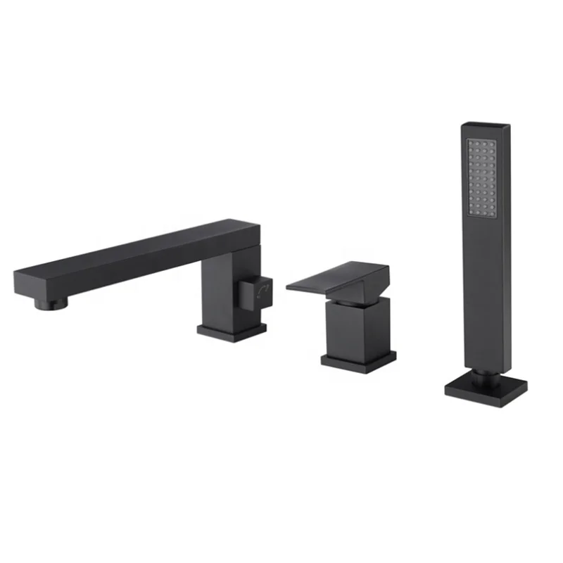 

Black Finish Deck Mounted 3 Hole Brass Bath Mixer