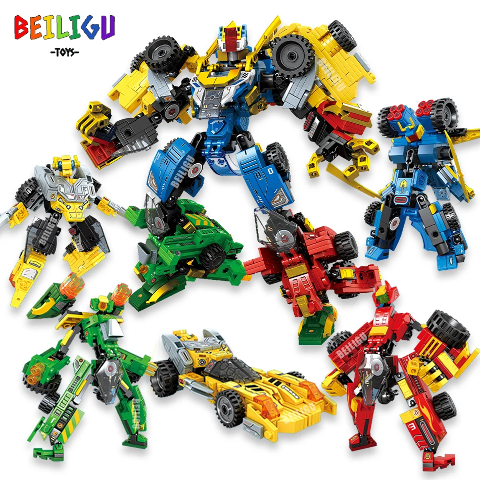 4IN1 817pcs Deformation Robot Racing Car Building Blocks City Vehicle Mecha Warrior Bricks Construction Toys for Children Gifts - купить по