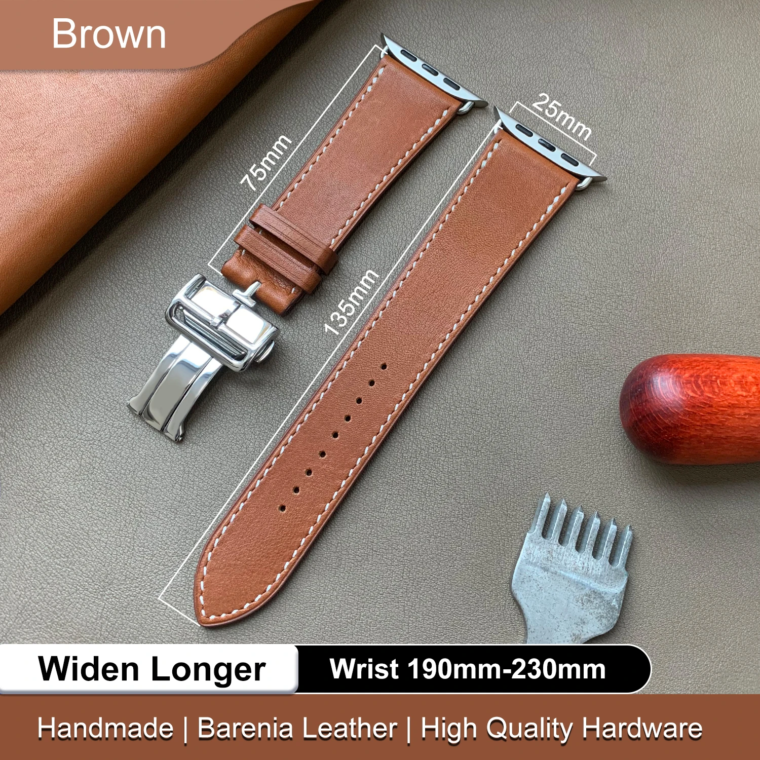 High-quality Genuine Leather Band Deployment Buckle Strap for Iwatch Ultra Apple Watch 8 7 6 Se 5 4 3 2 1 45mm 49MM