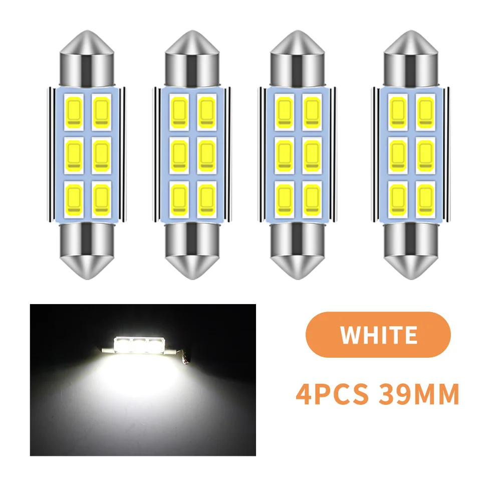 

4 шт., C5W C10W, светодиодный 31/36/39/41 мм, CANBUS, автомобильный гирлянда, авто, внутренняя купольная лампа, лампа для чтения, белый, 12 В, 24 В