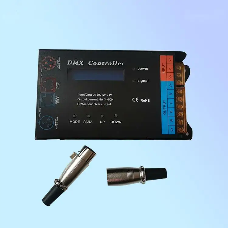DMX512 декодер DC12-24V Rj45 XLR коннектор RGB RGBW каналы Декодер контроллер для светодиодной