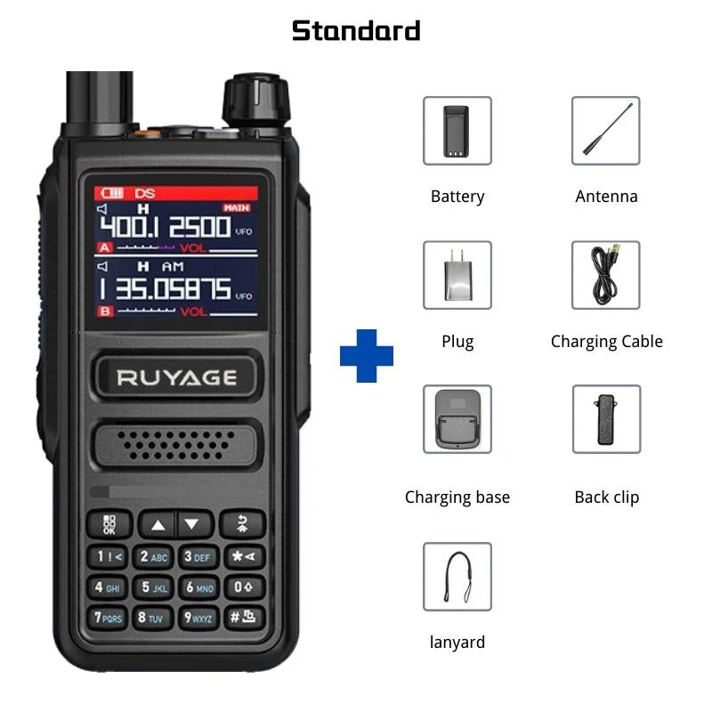 Ruyage UV98 Amateur Ham Two Way Radio 256CH 10W Walkie Talkie Air Band Full Band 108-520MHz Police Scanner Marine Talkies