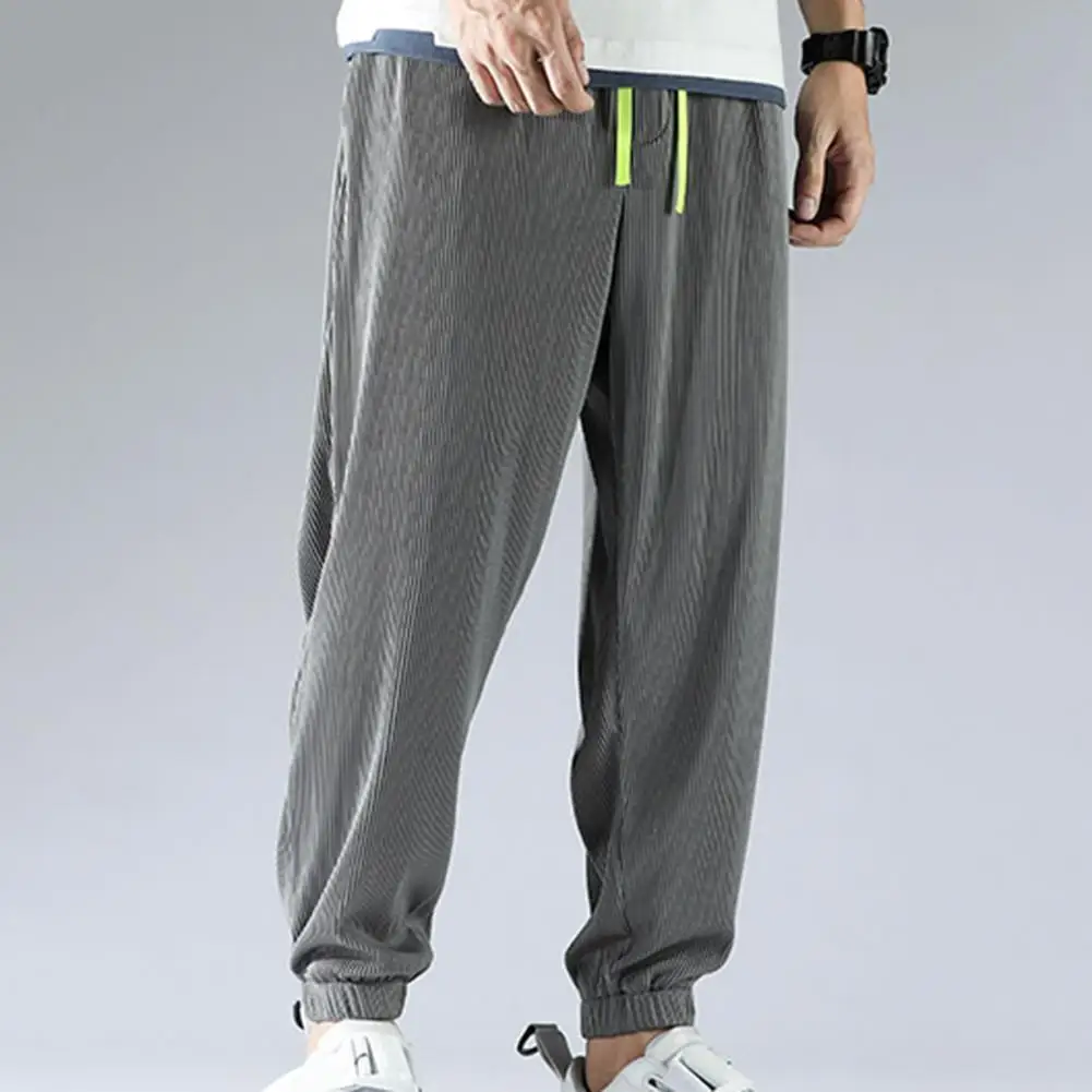 

Ankle Length Great Stretchy Waist Ankle-banded Sports Ninth Pants Patch Pockets Jogger Pants Simple Daily Clothing