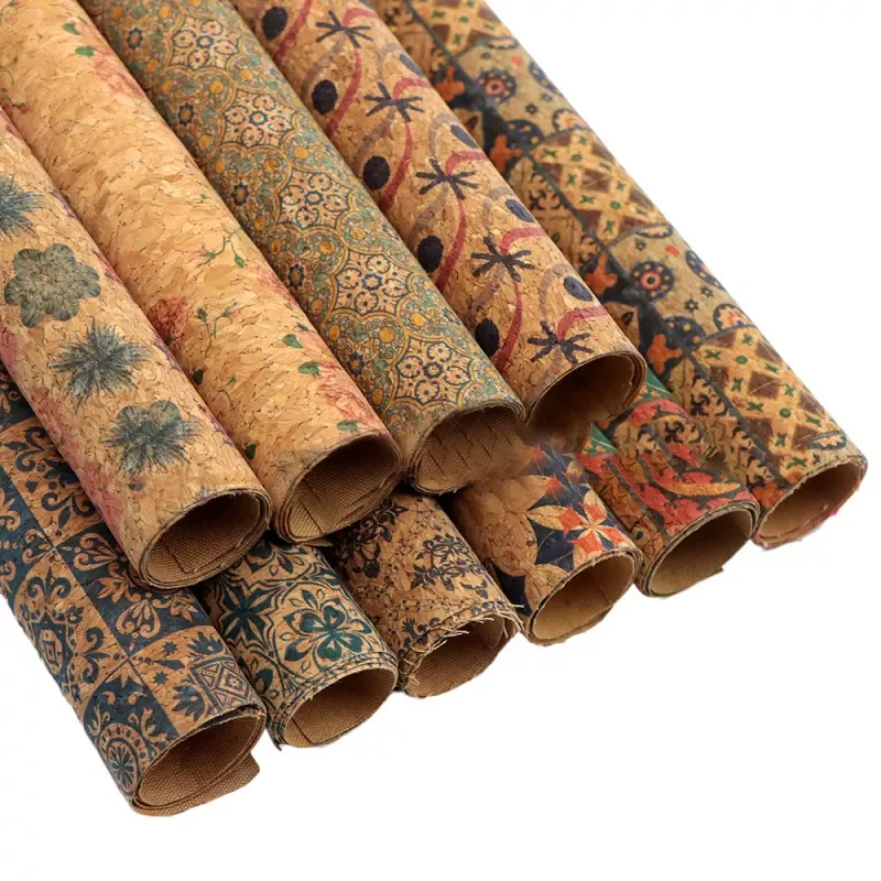 

10PCS Mixed Vintage Printed Cork Fabric DIY Patchwork Sewing Clothes Bags Jewelry Materials Accessories