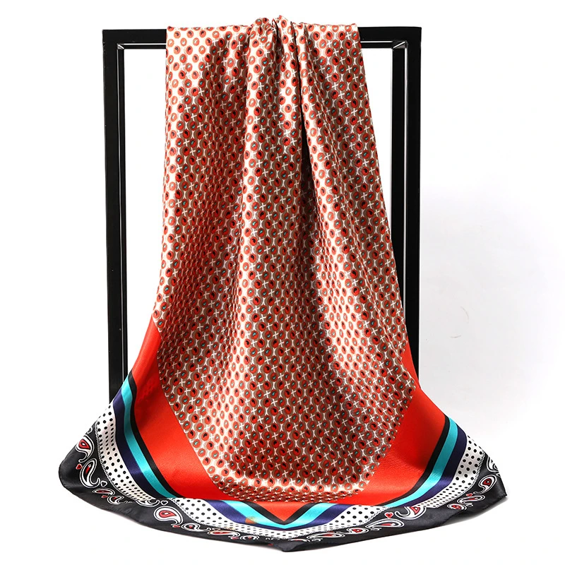 

Luxury Brand 90*90cm Square Silk Scarves Women Fashion Satin Hijab Scarf Shawl Wrap Headband Print Bandana Beach Neckerchief