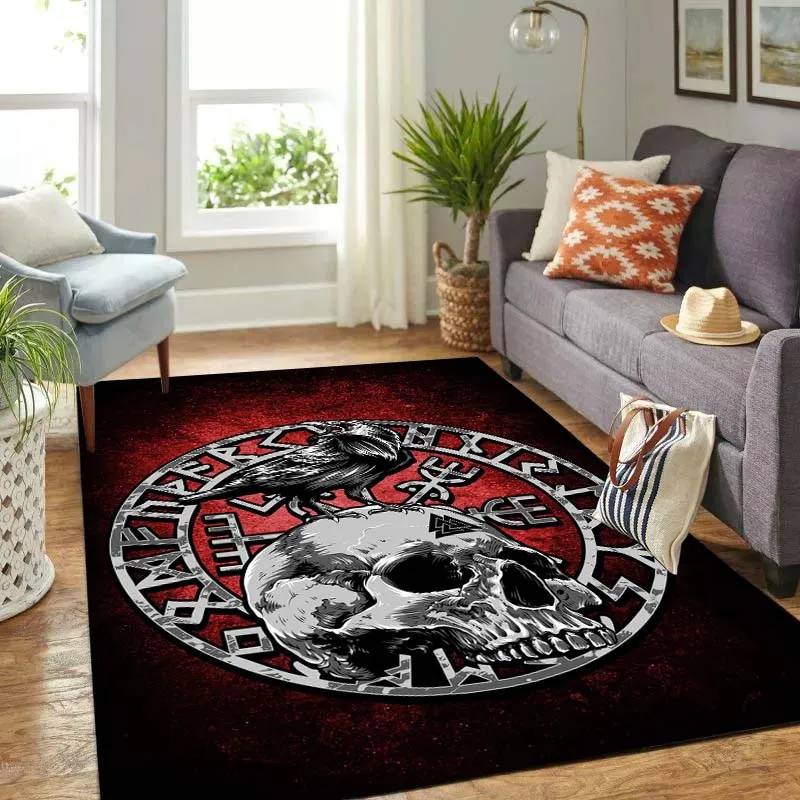 

Soft Carpet For Living Room Bedroom Carpet Skull And Raven Area Carpet Floor Doormat