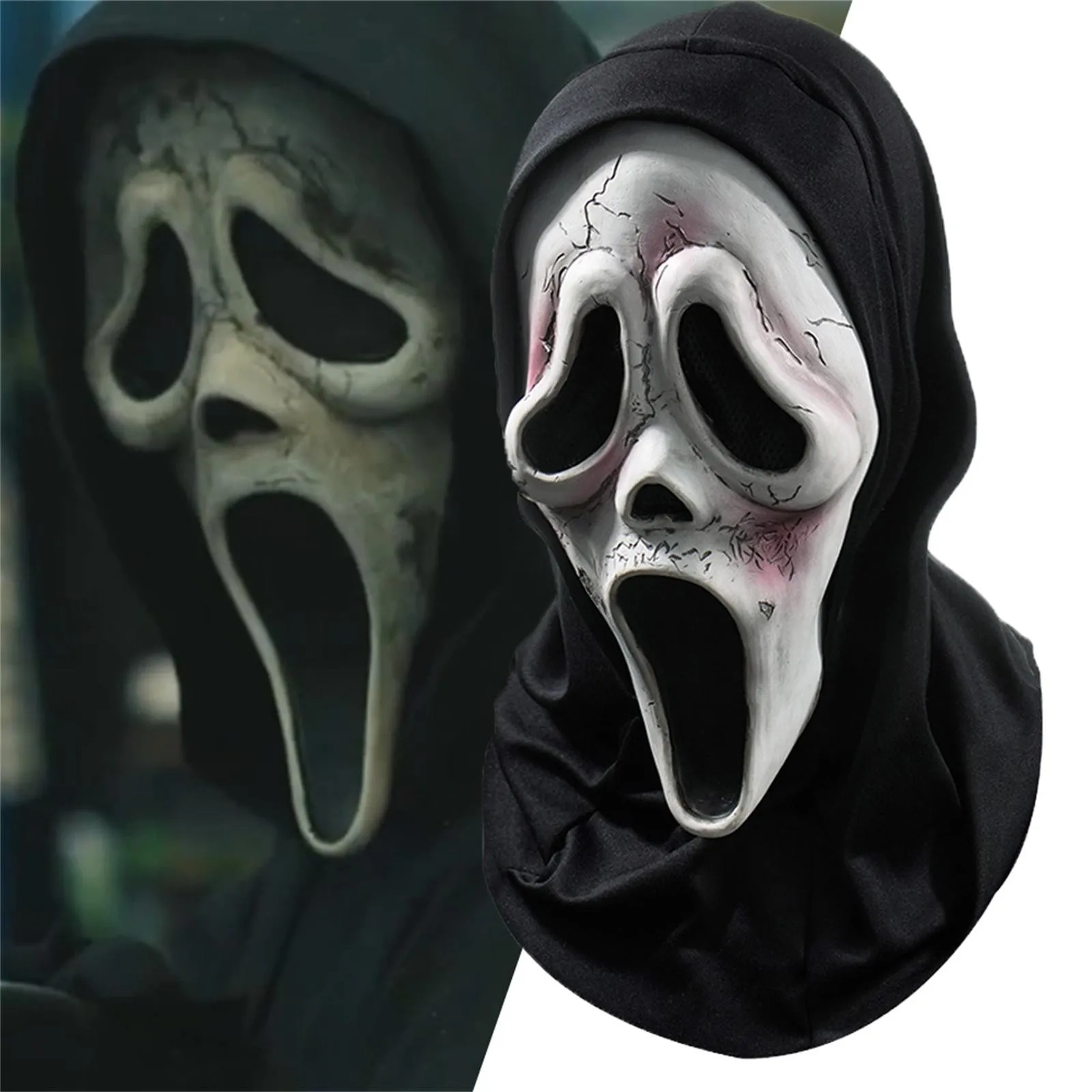 

Страшный убийца зло демон маски Ужас крик лицо Призрак дом Маска Косплей Хэллоуин карвинальное платье вечеринка костюм реквизит