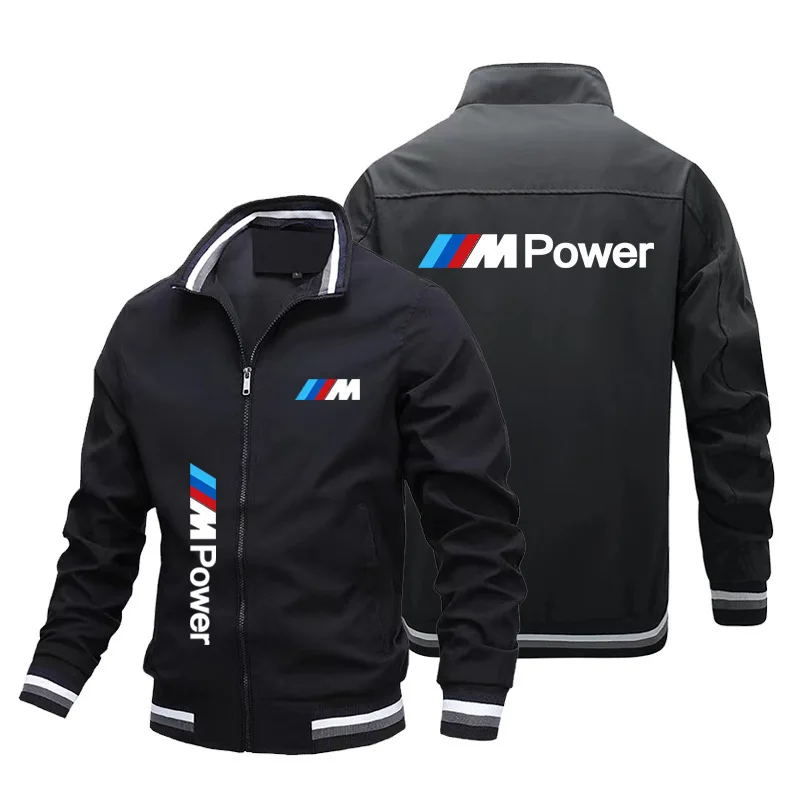 BMW Logo Zipper Jacket 2025 New Men's and Women's Riding Motorcycle Windproof Printed Lapel Solid Color
