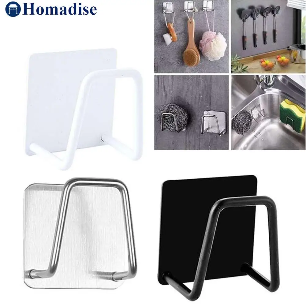

Kitchen Stainless Steel Sink Sponges Holder Self Adhesive Drain Drying Rack Kitchen Wall Hooks Accessories Storage Organizer