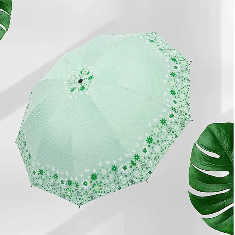 

10 Bone Reinforced Black Glue Sunscreen Rain And Sun Shading Dual-purpose Solar Umbrella Solid Folding