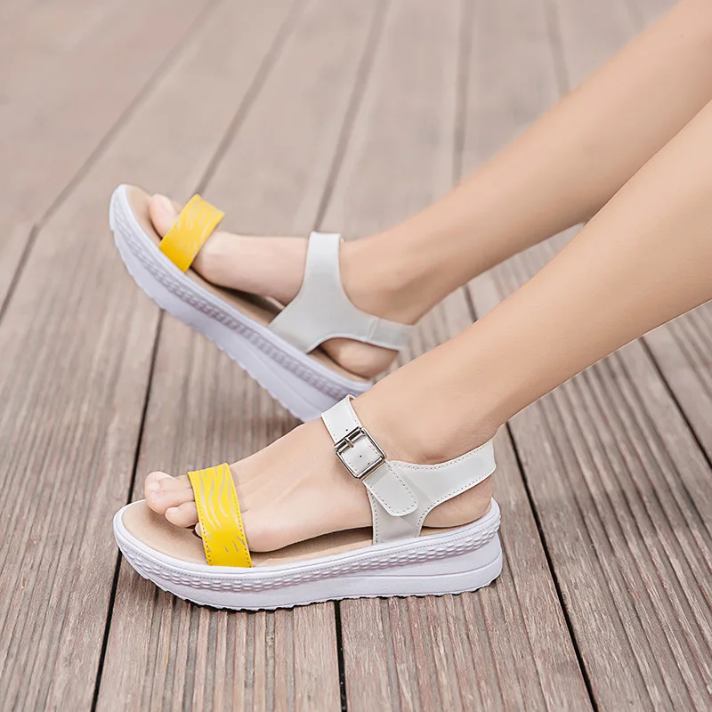 

Women Shoes Beach Sewing Woman Sandals Soft-Slip Chunky Platform Buckle Female Foam Sole Durable Shoes Ladies Sandalia Feminina
