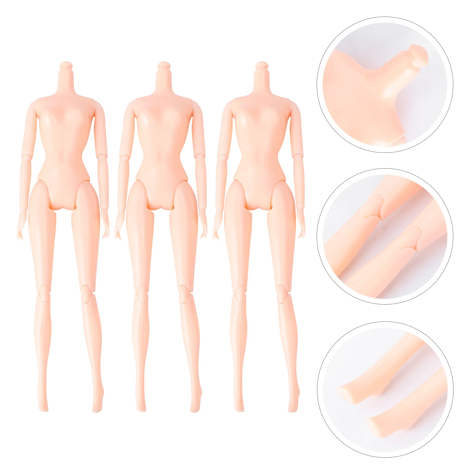 

3pcs 12 Moveable Joints Toys Body Without Head Female Figure Naked Body Dolls Toy (A)