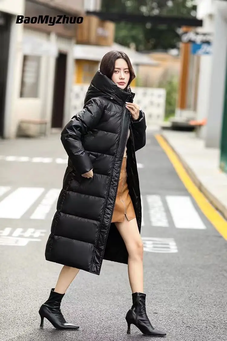 

Ladies Long Warm Thick Down Coat Hooded Jacket Vintage Women 2021 Oversize Luxury Waterproof Jackets Female Outerwear Clothing