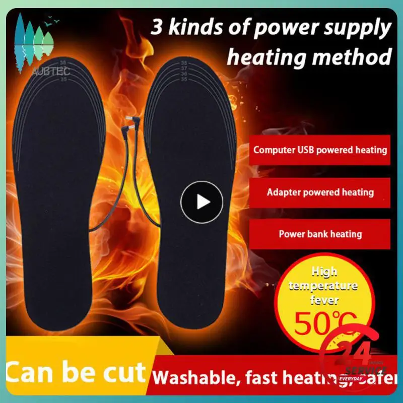 

USB Rechargeable Electric Heated Insoles Adjustable Size Sock Pad Washable Heating Insoles Heating Foot Warmer for Hiking Skiing