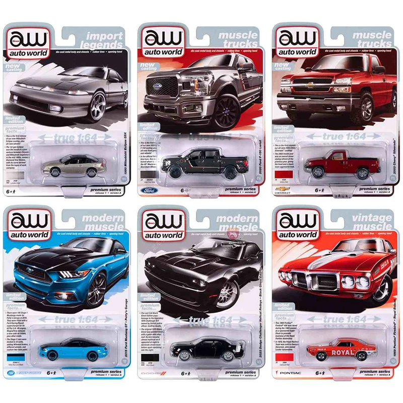 Auto World AW1:64 Challenger Hellcat Silverado F150 Пикап Mustang GT сплав имитация модели автомобиля