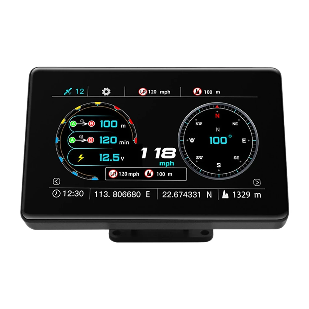 

Car HUD HD Display Waterproof Press -Screen Slope Meter GPS Digital meter Coordinates Compass Clock Inclinometer