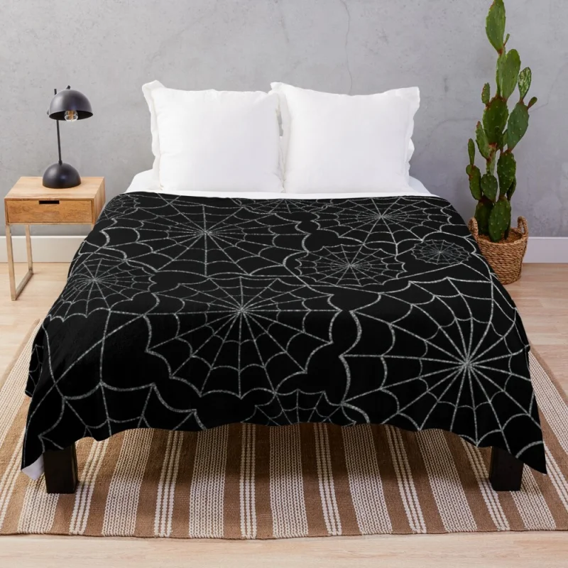 

Spider Webs Throw Blanket Decorative Blankets Semi-Toral Blanket Hairy Blankets