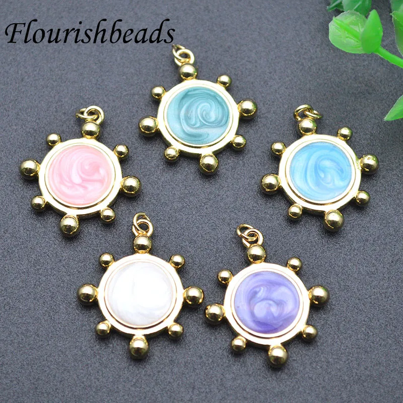 

10pcs 20mm Colorful Enamel Oil Drip Sun Charms for Jewelry Making Earring Pendant Necklace Accessories Supplies Craft Findings
