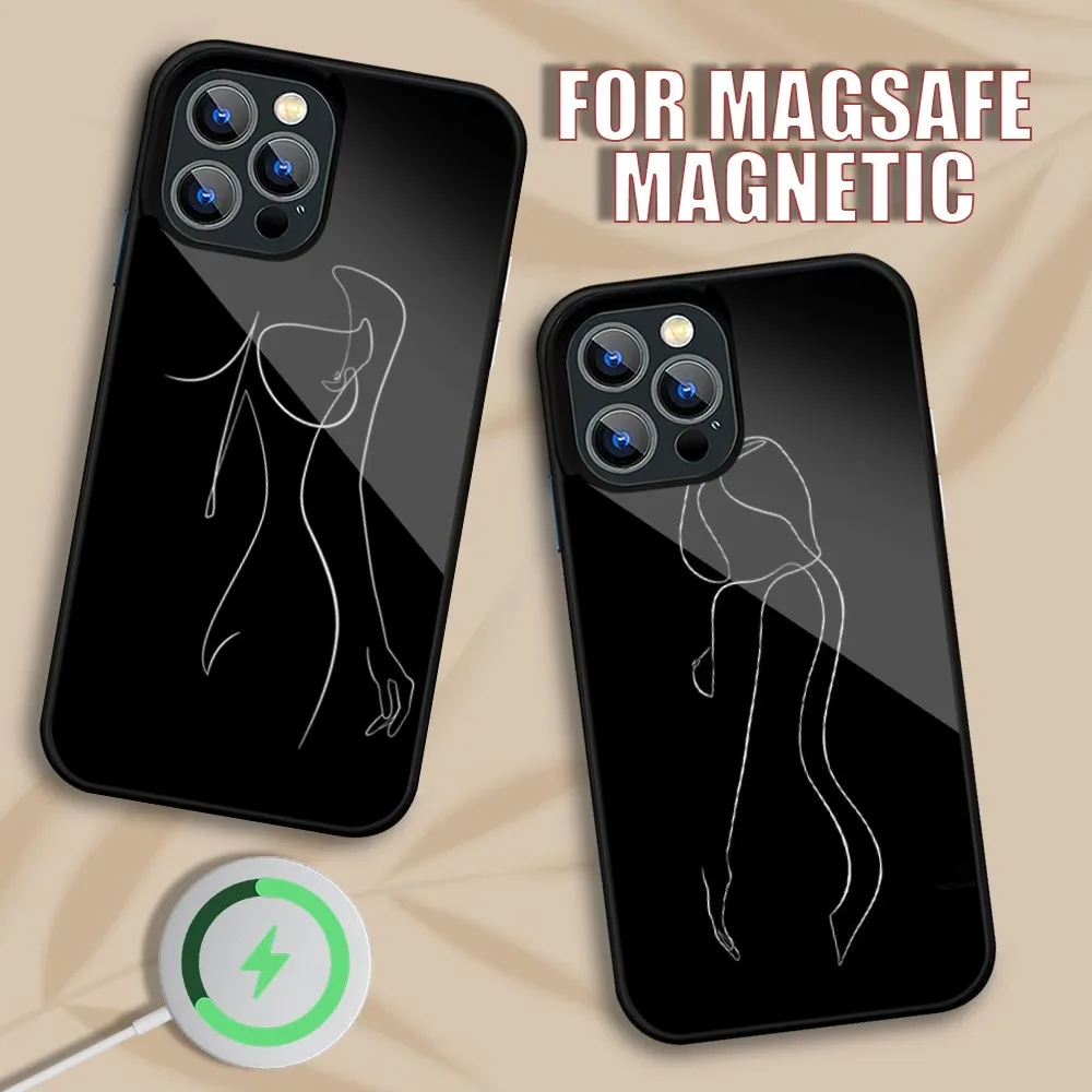 Простой женский телефонный чехол для iPhone 15 14 13 12 11 Pro Max Plus Magsafe Магнитный с