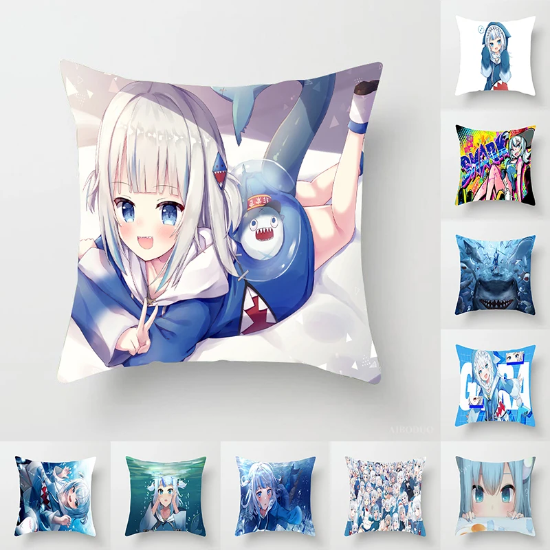 

Gawr Gura Anime Body Pillow Hololive Pillowcase Cushions Squishmallow Sofa Cushion Covers 45x45/40x40cm Pillows Decor Home