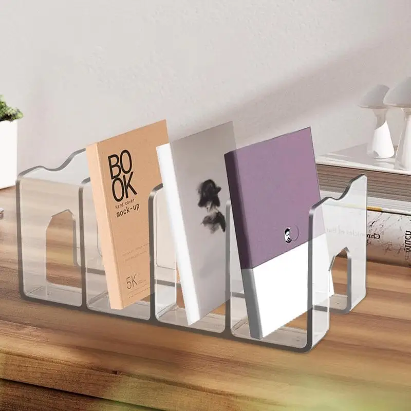 Прозрачный разделитель для книг с 4 ячейками настольный органайзер прозрачная