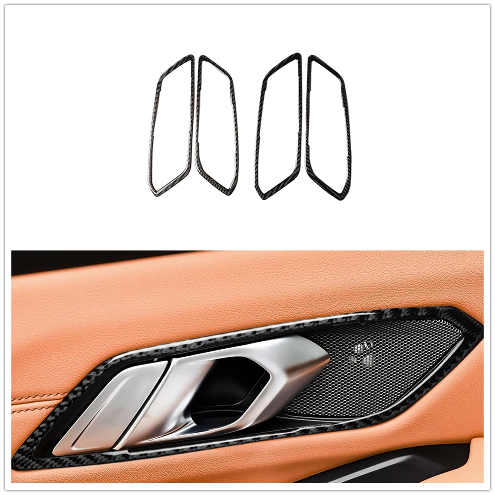 

Carbon Fiber Look Car Interior Door Handle Sticker Door Bowl Cover Trim Socket Slot Frame For BMW 2019-2021 3 Series G20 G28