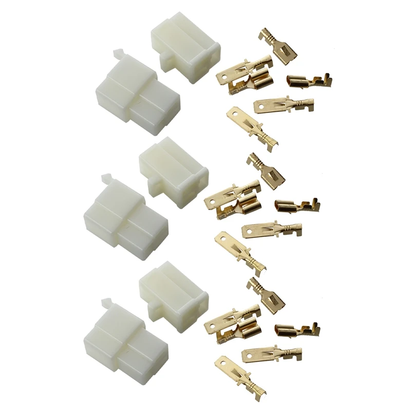 

3X Set 3-Pin Plug Connector Tab 6.3 Mm Motorcycle Scooter Car