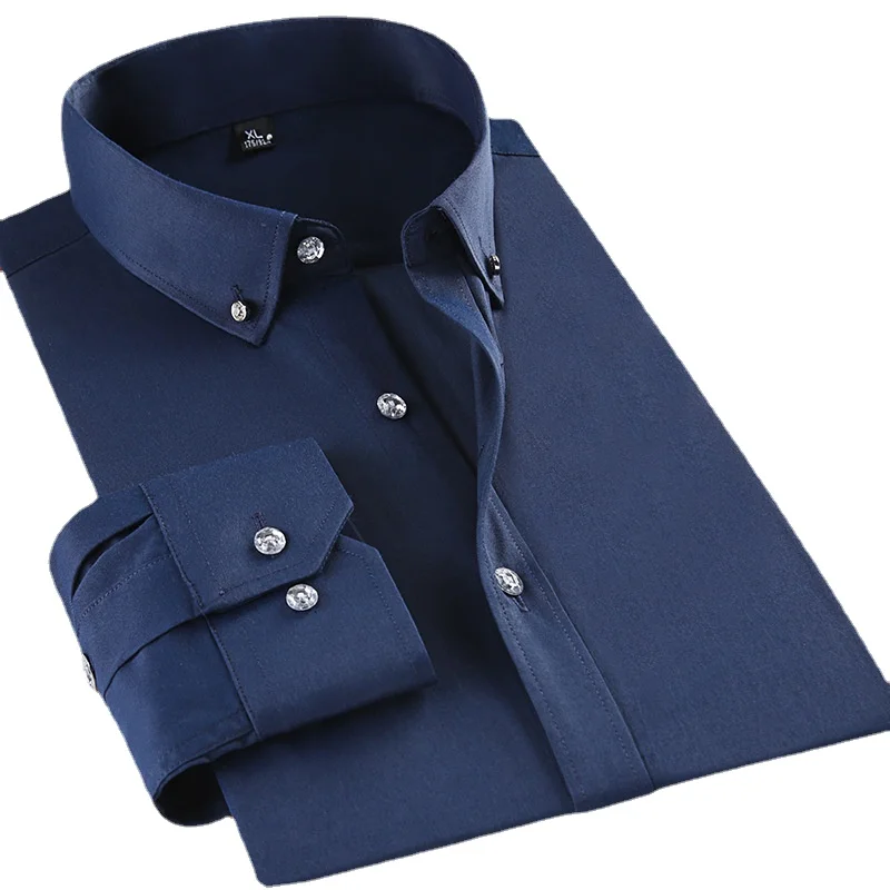 Мужская классическая рубашка с длинным рукавом Классическая приталенная под