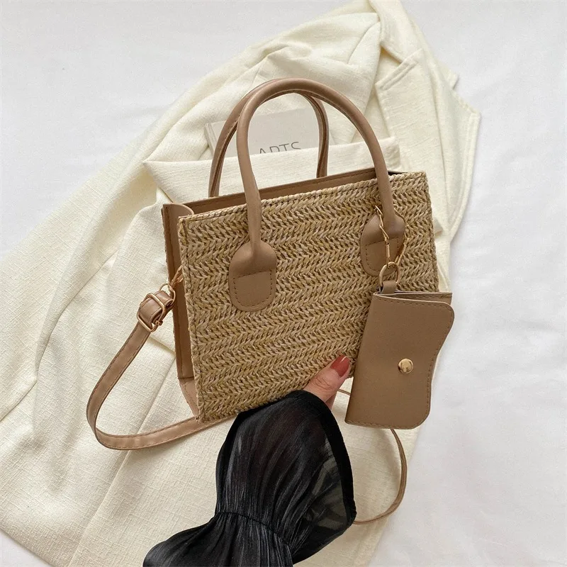 

Grass Woven Small Square Bag Woven Fashion 2023 Summer New Trend Shoulder Trend Texture Casual Foreign Style Small Square Bag