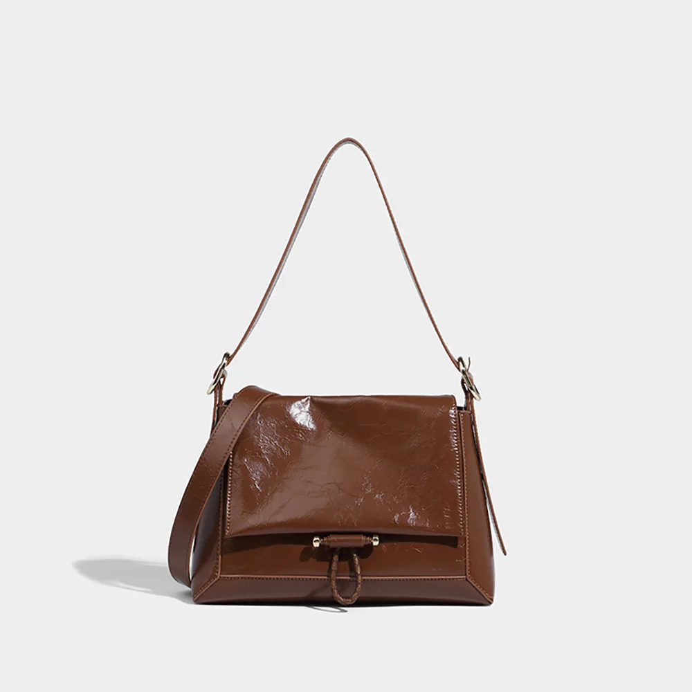 

Luxury Oil Wax Pu leather Shoulder Bags for Women Trendy Large Capacity All-match Tote Elegant Ladies Commuter Croddbody Bag