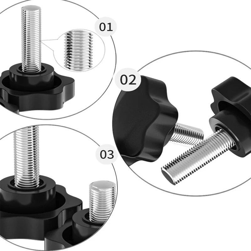 5 Stück/10 Stück Sechskant-Sternknopf Schrauben mit Außengewinde M4/M5/M6/M8/M10 Handspann- und Lösschrauben Kopfdurchmesser 25mm 32mm 38mm – Detail 2