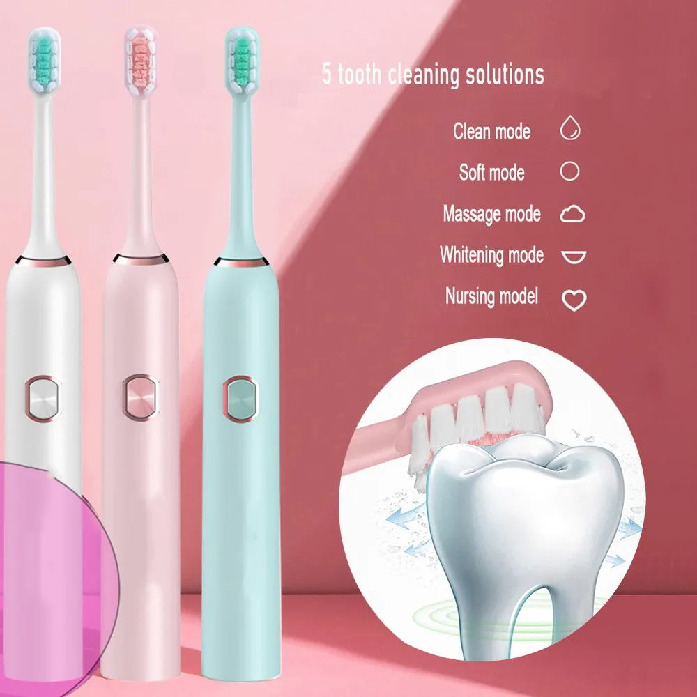 Cross-Border Sonic Electric Toothbrush for Men and Women Adult Non-Rechargeable Soft Fur Full-Automatic Waterproof Tootbrush