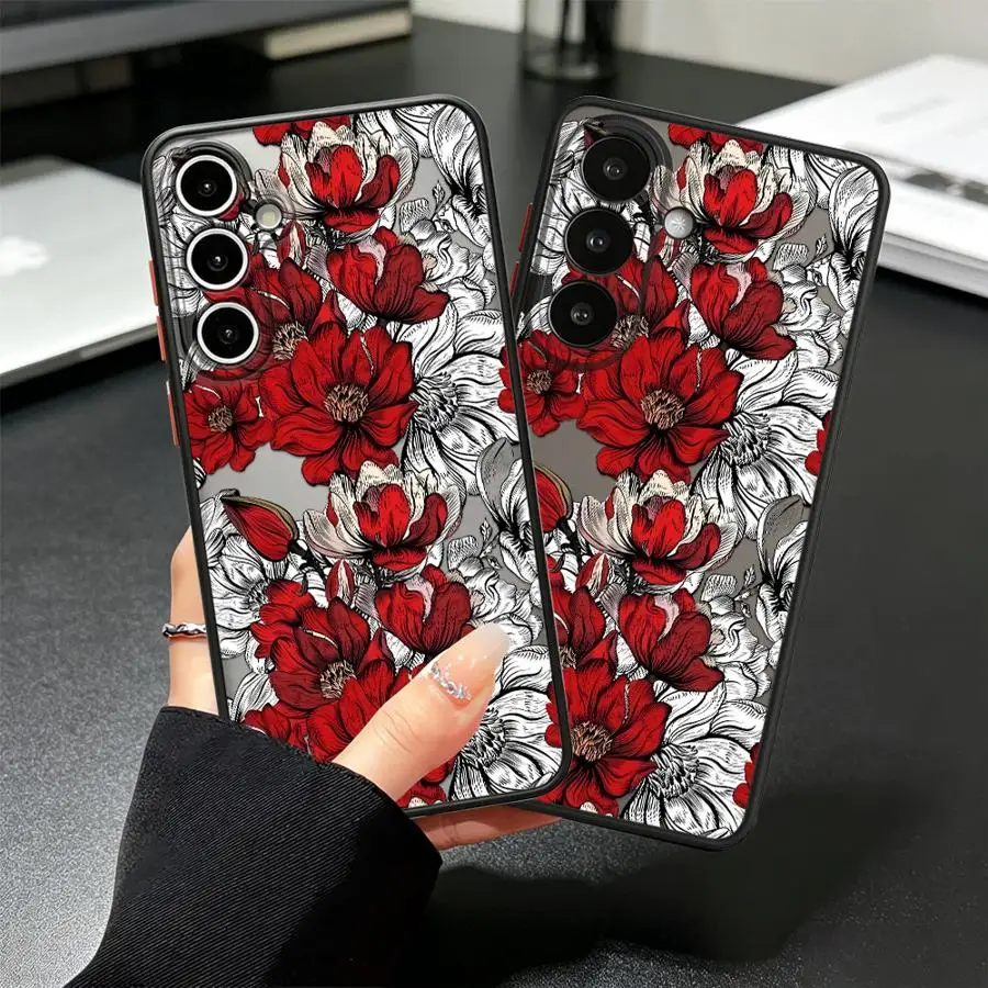 Чехол для Samsung Galaxy A35 A52S A72 A73 A33 A16 A15 A54 A17 A52 A56 A55 A34 A36 A53 A14 A23, чехол для телефона, красный цвет, магнолия (art.: 3920dbcbe270e) - 3920dbcbe270e