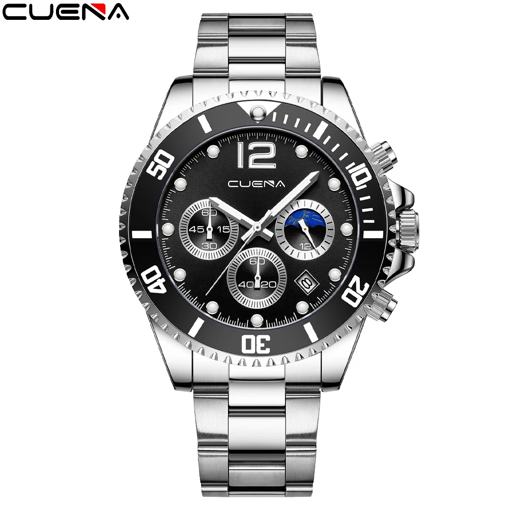 

CUENA Brand Men's Simple Multifunctional Business Date Watch Sports Men's Watch Luxury Exquisite Quartz Clock Relogio Masculino