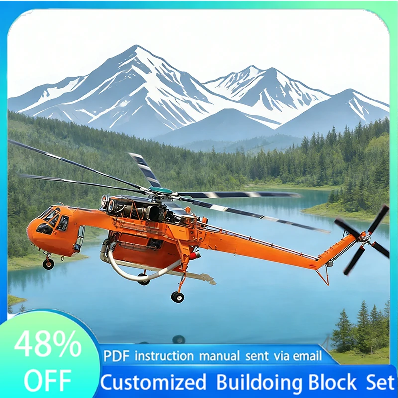 Фото Новый конструктор MOC Sikorsky S64 Skycrane (453 детали) — вертолет для воздушной пожаротушения, развивающая и творческая игрушка для детей, подарок на Рождество №1