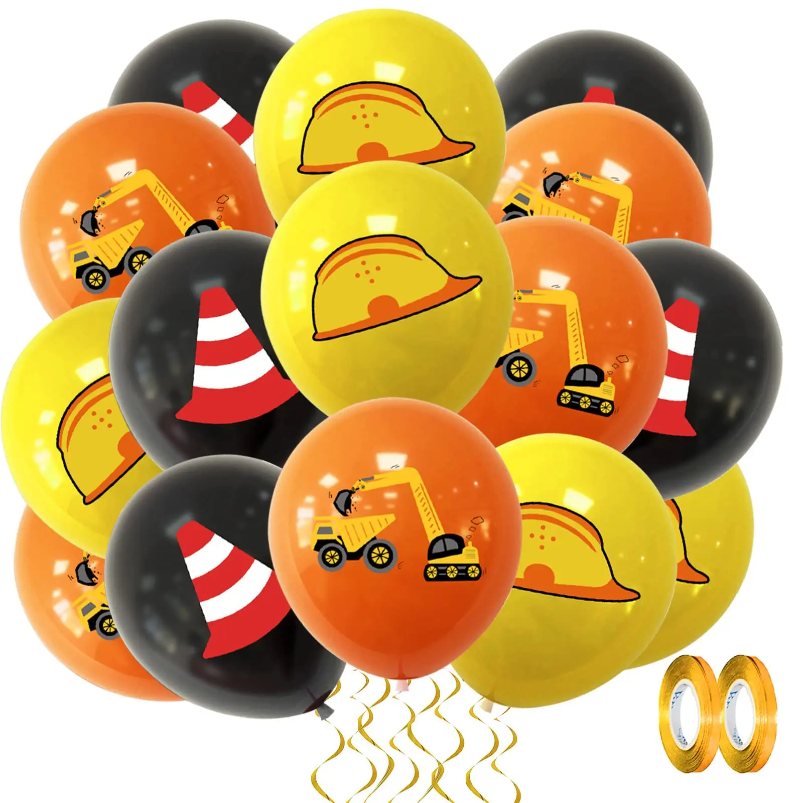 

45pcs Construction Birthday Party Balloons Vehicle Printed Latex Helium Balloons for Boys Kids Birthday Baby Shower