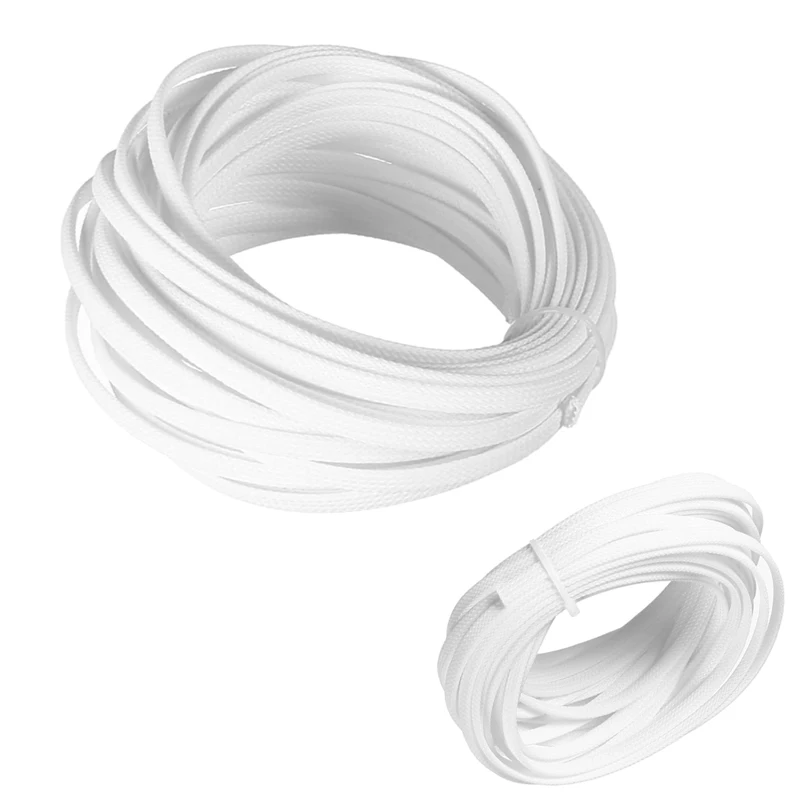 

5/10M White Insulated Braid Sleeving 2/3/4/6/8/10/12/16/20/25/30mm Tight PET Wire Cable Gland Protection Cable Sleeve