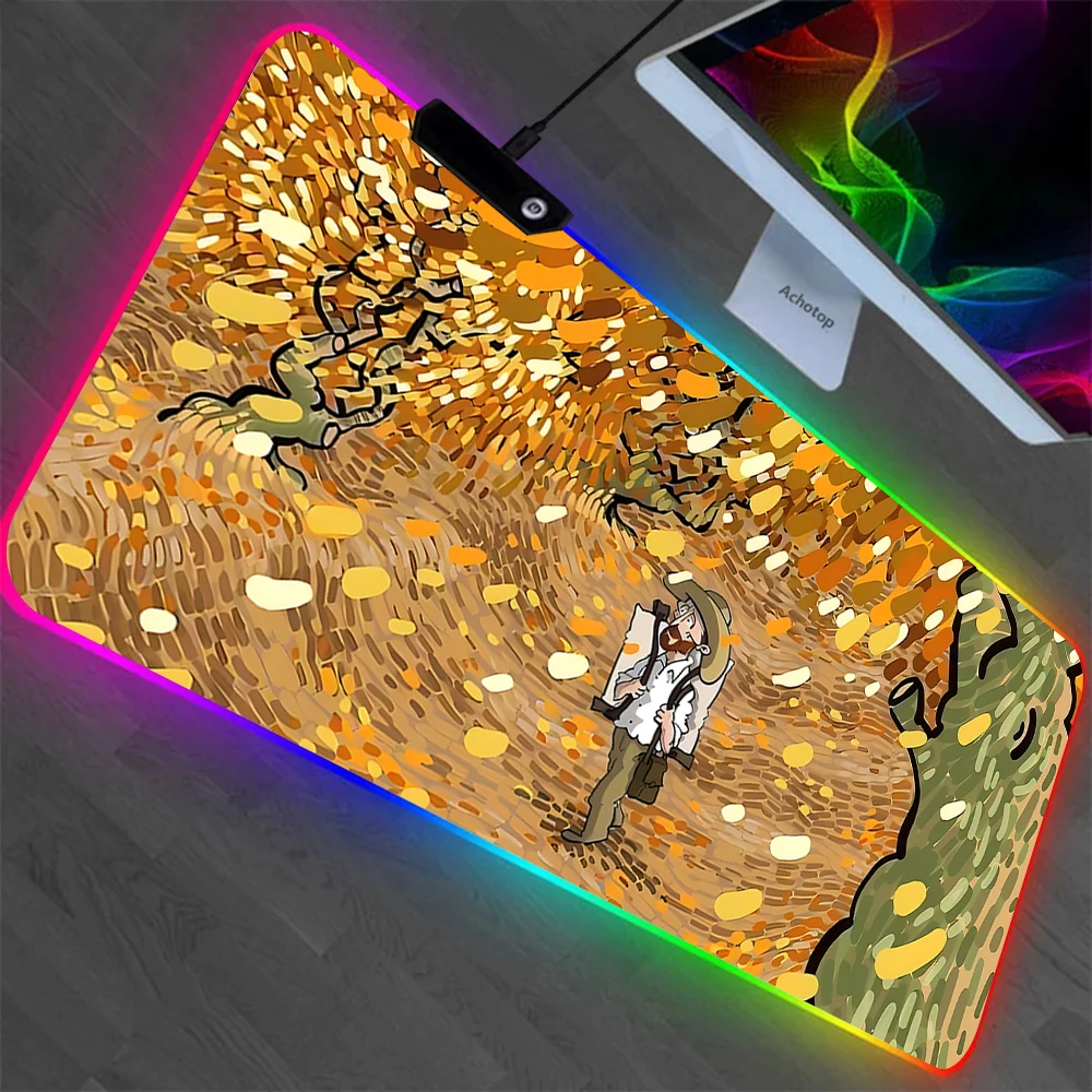 Коврик для мыши с изображениями Ван Гога RGB игровых ПК клавиатуры коврик