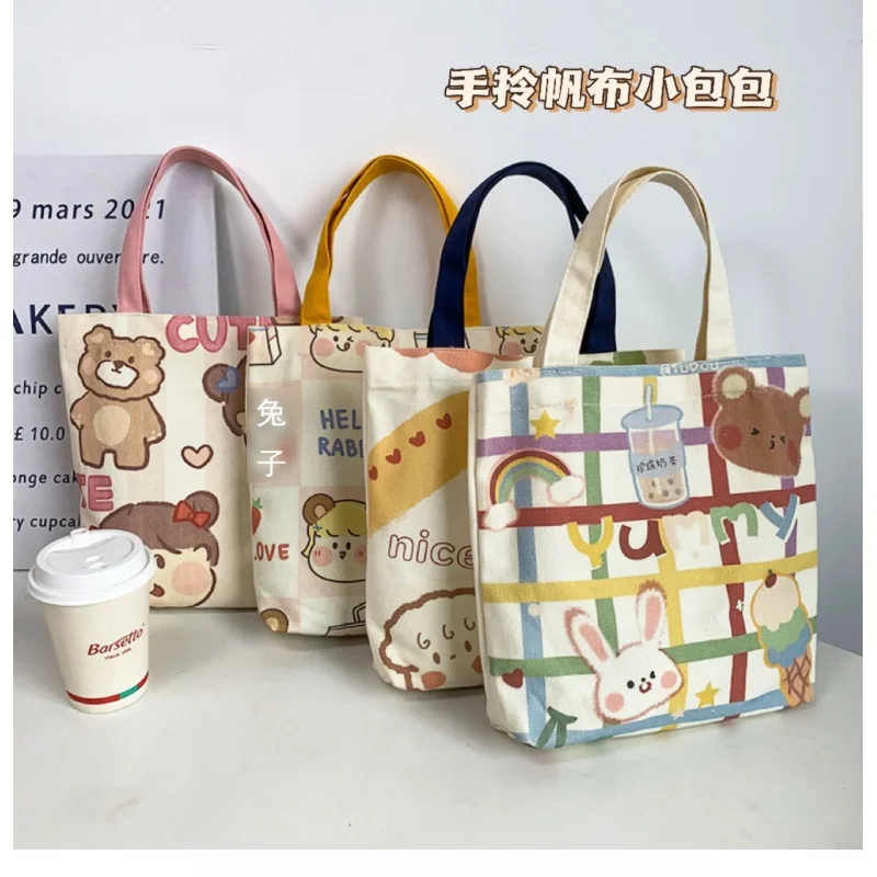 

Canvas Bag Cute Cartoon Japanese Ins Tutorial Lunch Bag Small Handbag Women's Handbag Handbag Foreign Trade Wholesale