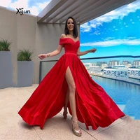 xijun hot red formal off the shoulder evening dress bodycon draped sweetheart girdling women prom gown customize robe de soiree