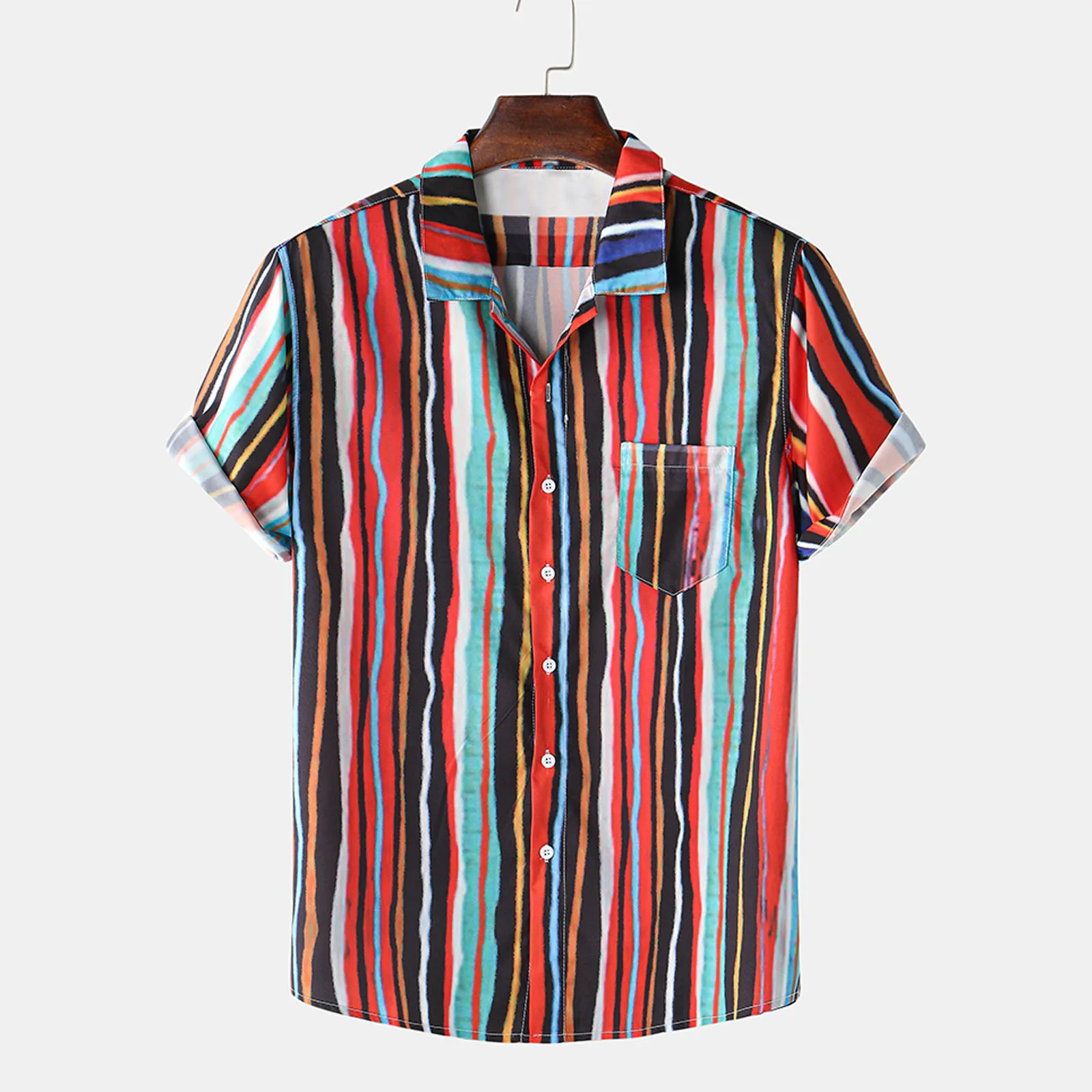 

Men's T-Shirt Stripe Print Casual Blouse Tunic Mens Novelty T Shirts