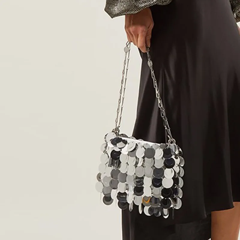 

Silver Sequins Handbags for Women 2023 Fashion Bling Bling Girls Shouler Bag Wedding Party Lady Glitter Tote Bag Purses