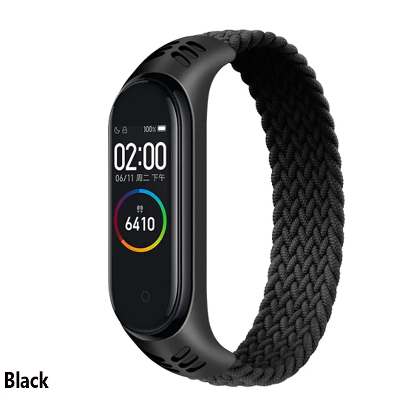 Браслет для xiaomi Mi band 7 6 эластичный нейлоновый Плетеный соло-браслет ремешок Miband4 5