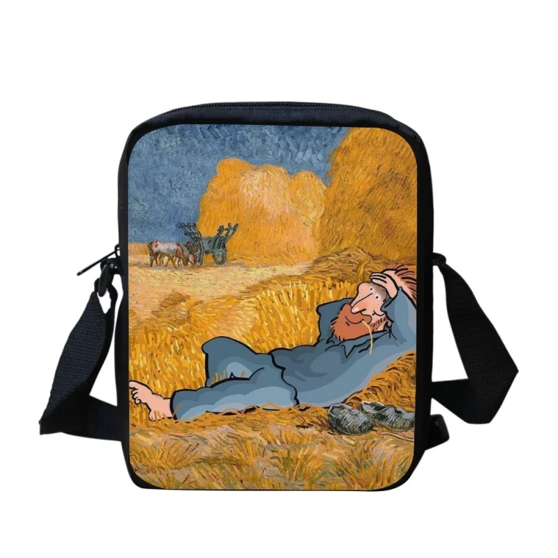 Van Gogh Print Diagonal Bag Shopping Travel Shoulder Diagonal Kids Boy Fantasy Mini Cross-body Shoulder Bag