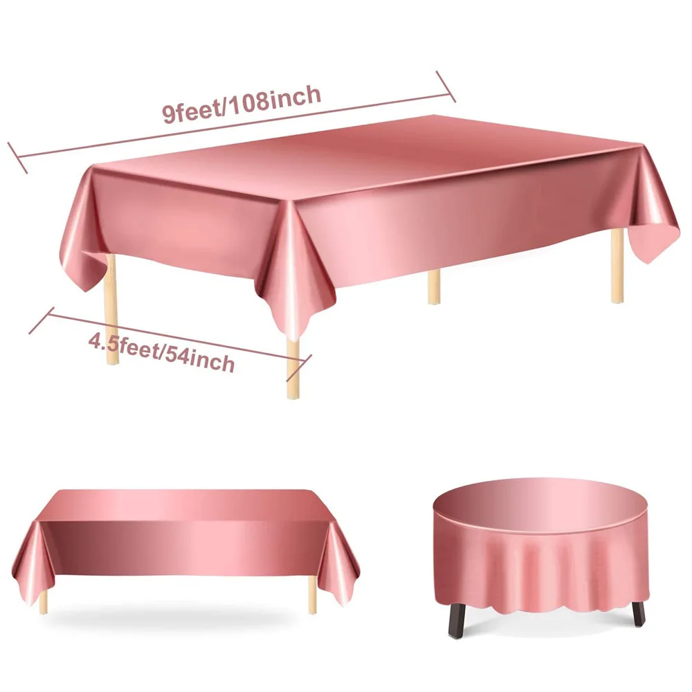 

Bright Surface Tablecloth for Table Rose Gold Tablecloth 137 * 274 Individually Packaged Large Table Cloth Wedding PET Material