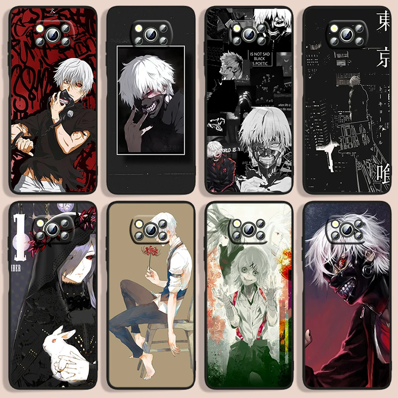 

Nice Japanese Anime Tokyo Ghoul Phone Case For Xiaomi Poco F1 X2 F2 X3 C3 M3 F3 X4 M4 F4 Pro 5G 4G NFC GT Black luxury Silicone