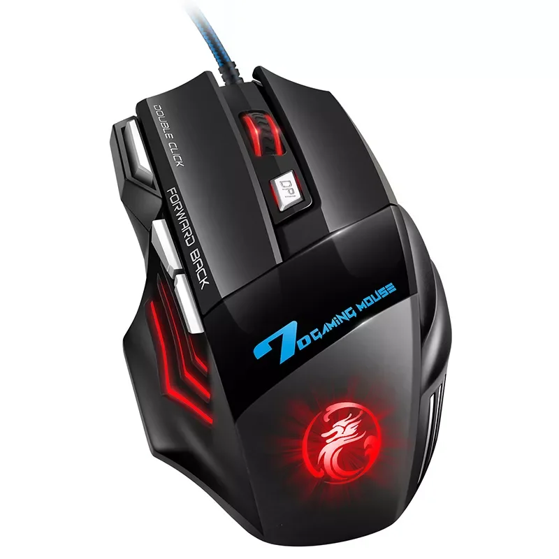 

Free shipping Mouse Gamer Ergonomic Gaming Mouse USB Wired Game Mause 5500 DPI Silent Mice With LED Backlight 7 Button For PC L