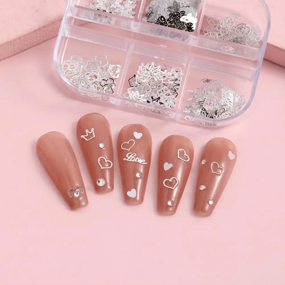 

Portable 50Pcs/Box Delicate 3D Nail Metal Sequins Decoration Accessories Nail Charms Various Shape for Home Use