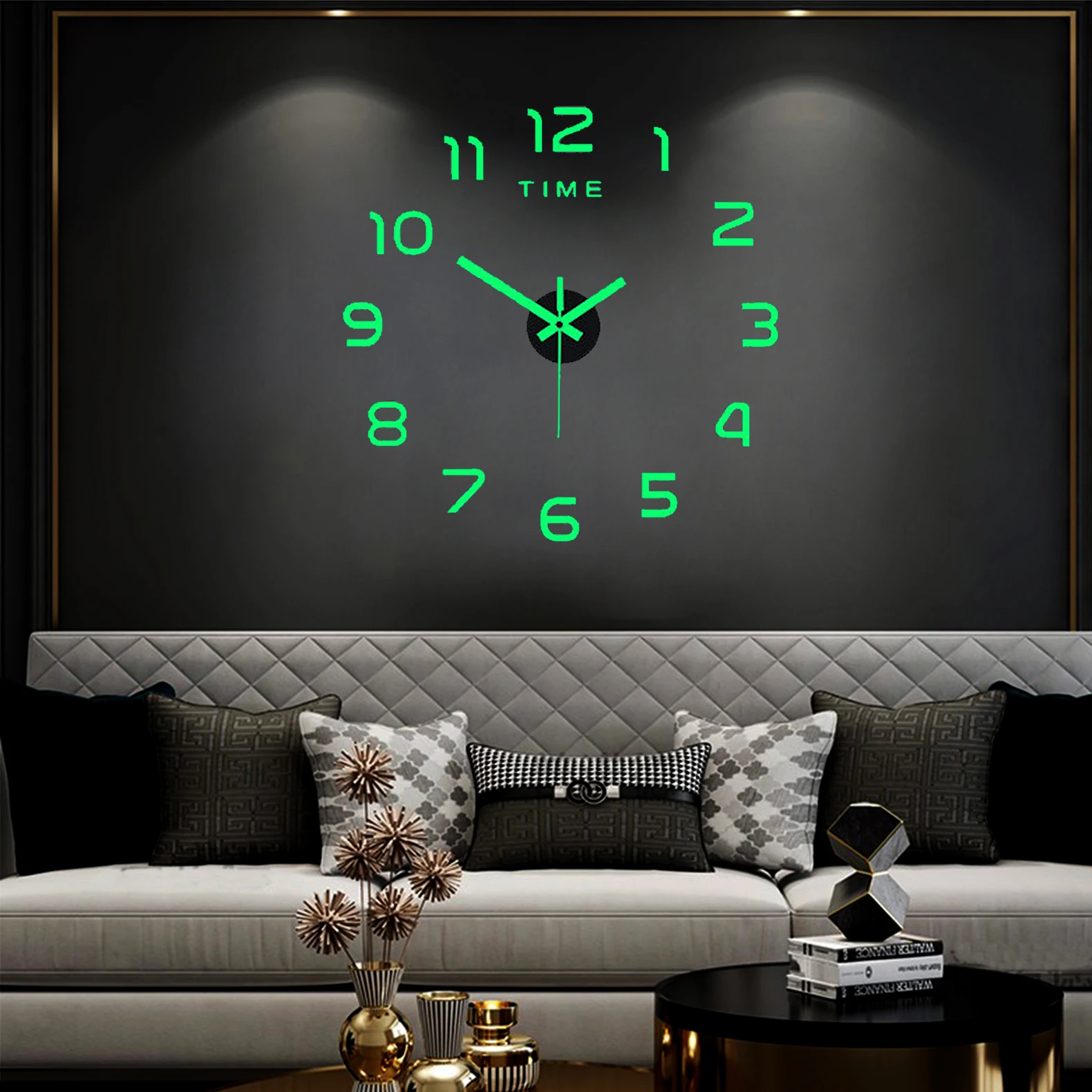 

3D Roman Numeral Luminou Frameless Wall Clock DIY Digital Clock Wall Sticker Silent Clock for Home Living Room Office Wall Decor